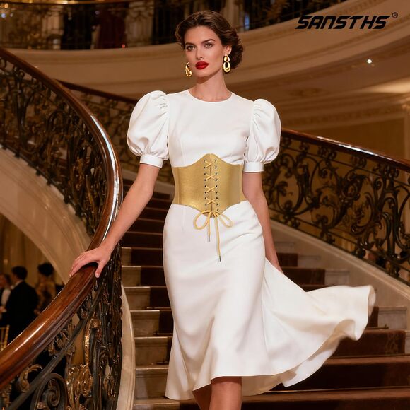 frame lace inset dress White Linen Lace Insert Midi Dress  self-portrait-US